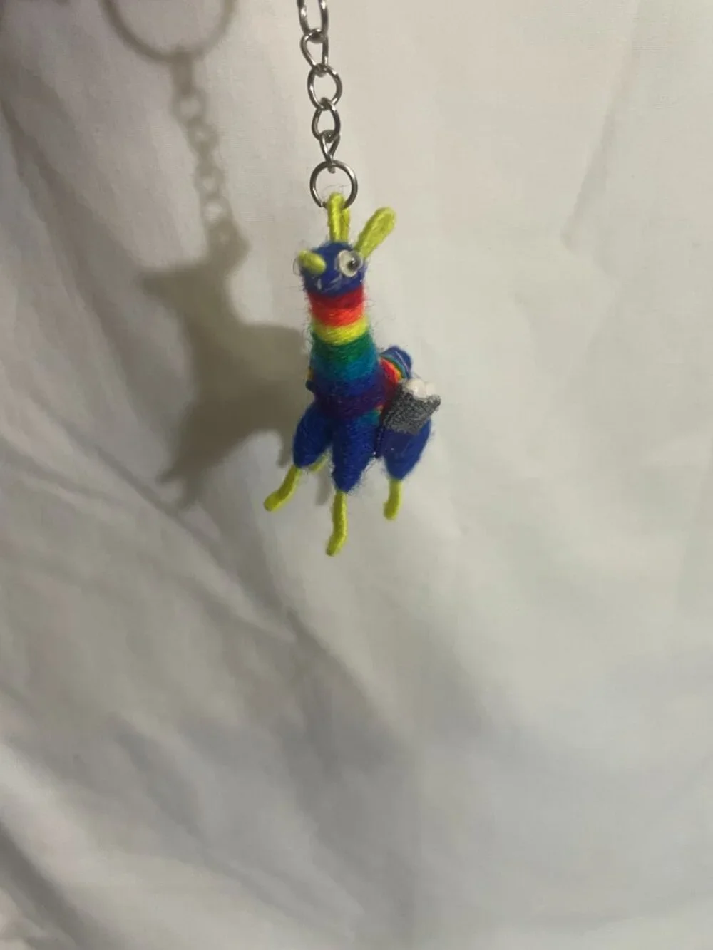 Handmade Woven Rainbow Llama Alpaca Keychain Mini Textile Souvenir Charm